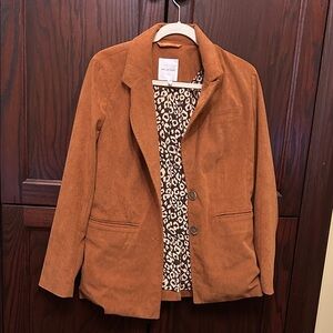Avec Les Filles Tan Blazer with Leopard Lining great condition made